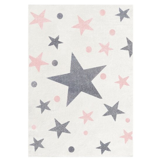 Dětský koberec STARS krémová/růžová