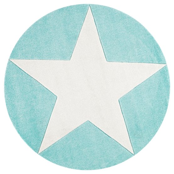 Dětský kulatý koberec STARS mátovo-bílý
