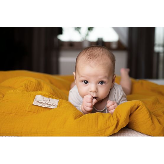 3-dijelna posteljina od muslina Heavens - senf