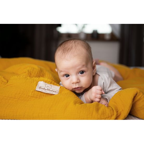 3-dijelna posteljina od muslina Heavens - senf