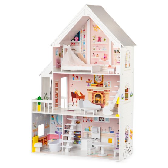 Drvena kućica za lutke, pastelna rezidencija