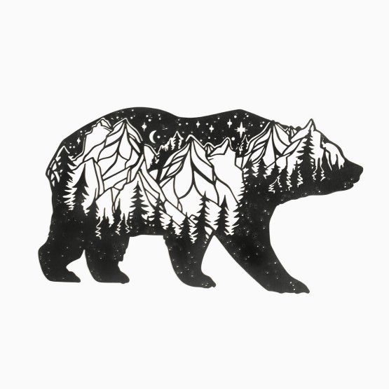 Drvena geometrijska slika - Medvjeđe planine - različite boje Boja: crna