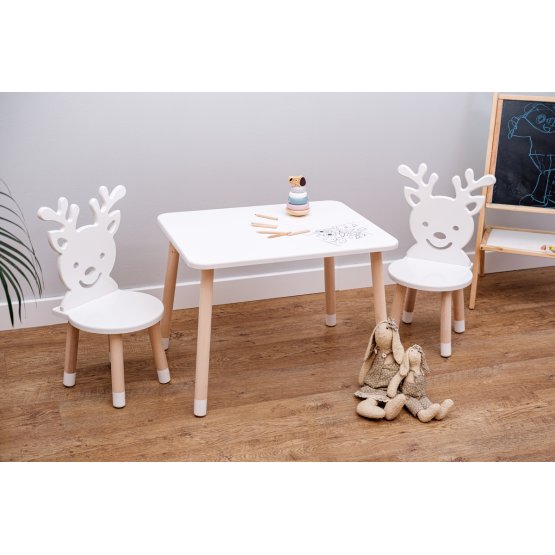 Dječji stol sa stolicama - Jelen - bijeli
