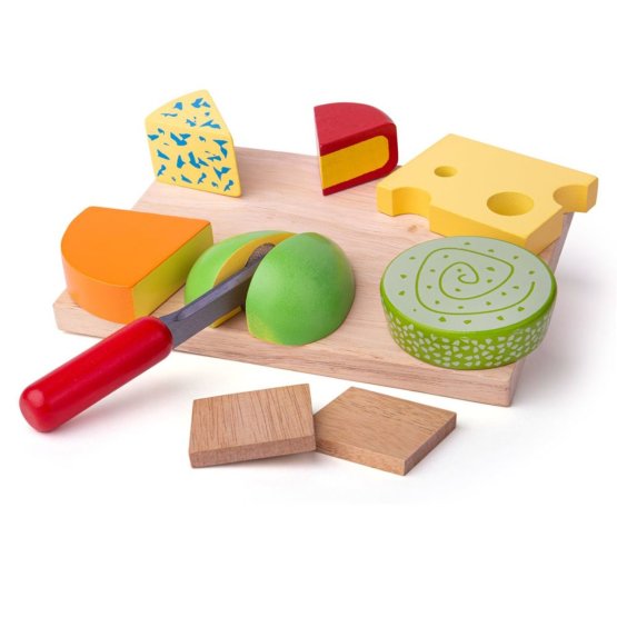 Bigjigs Toys Set drvenih prehrambenih sireva na tanjuru