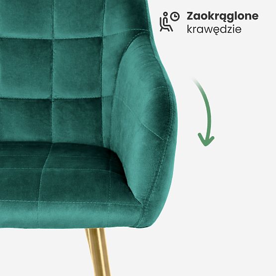 4x Tapecirana stolica s kvadratnim prošivanjem Boja Boce Zelena LUXANO Zlatne noge