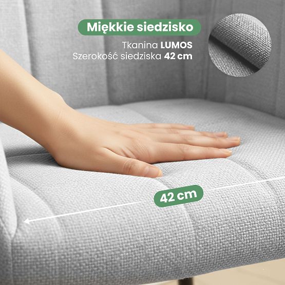 4x Tapecirana stolica s kvadratnim prošivima Svijetlo Siva LUXANO Crne noge tkanina Lumos