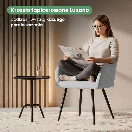 4x Tapecirana stolica s kvadratnim prošivima Svijetlo Siva LUXANO Crne noge tkanina Lumos