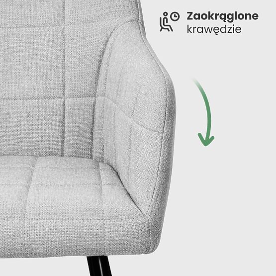 4x Tapecirana stolica s kvadratnim prošivima Svijetlo Siva LUXANO Crne noge tkanina Lumos