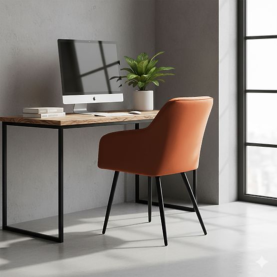 4x Tapecirana stolica s kvadratnim prošivom Bakrena LUXANO Crne noge