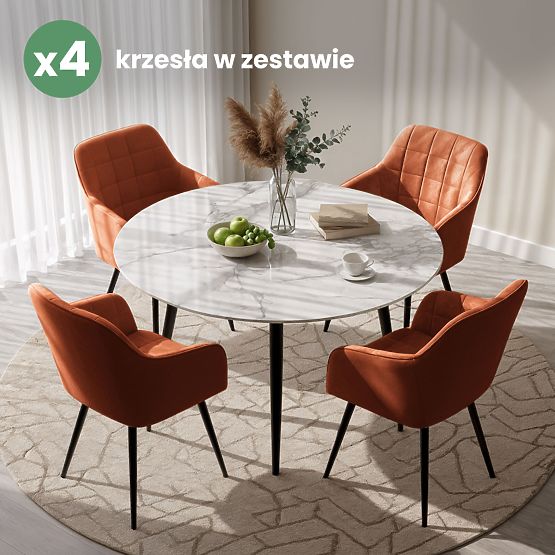 4x Tapecirana stolica s kvadratnim prošivom Bakrena LUXANO Crne noge