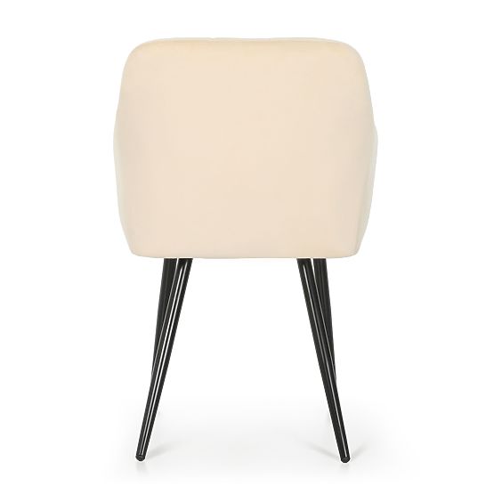 4x Tapecirana stolica s kvadratnim prošivom Bež LUXANO Crne noge