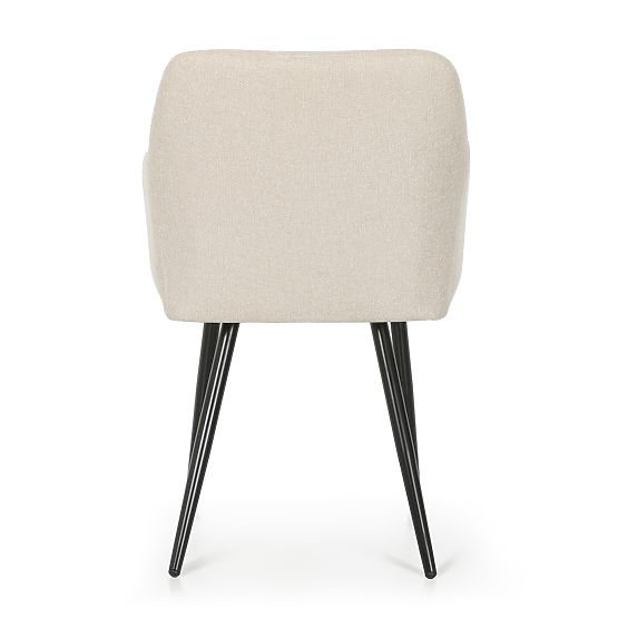 4x Tapecirana stolica s kvadratnim prošivom Bež LUXANO Crne noge tkanina Lumos