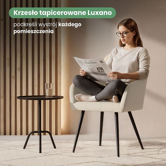 4x Tapecirana stolica s kvadratnim prošivom Bež LUXANO Crne noge tkanina Lumos