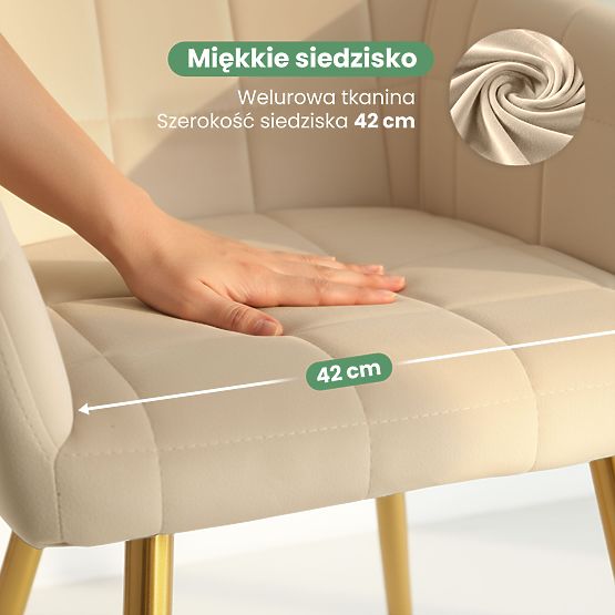 4x Tapecirana stolica s kvadratnim prošivom Bež LUXANO Zlatne noge