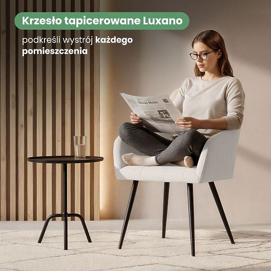 4x Tapecirana stolica s kvadratnim prošivom Krem LUXANO Crne noge tkanina Lumos