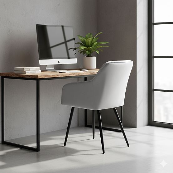 4x Tapecirana stolica s kvadratnim prošivom Siva LUXANO Crne noge