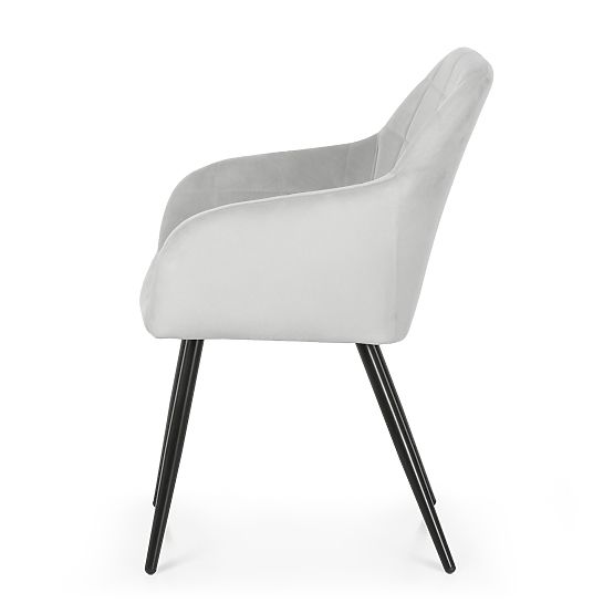 4x Tapecirana stolica s kvadratnim prošivom Siva LUXANO Crne noge