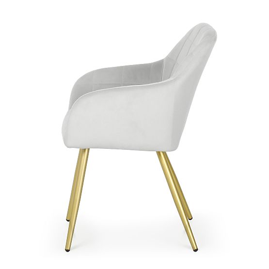 4x Tapecirana stolica s kvadratnim prošivom Siva LUXANO Zlatne noge