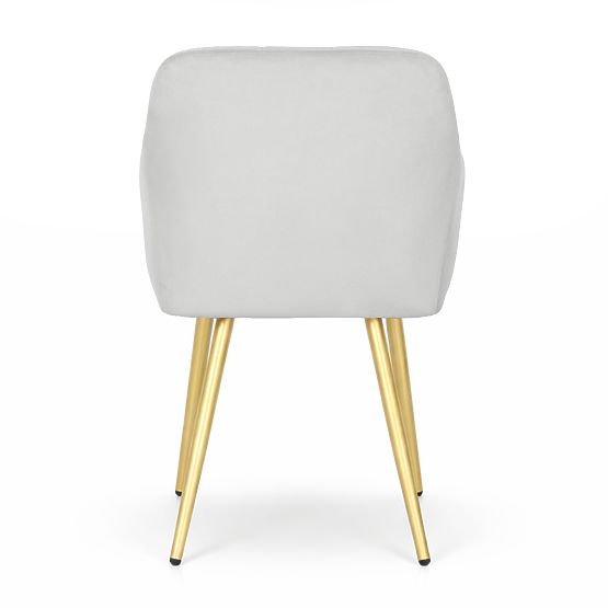 4x Tapecirana stolica s kvadratnim prošivom Siva LUXANO Zlatne noge