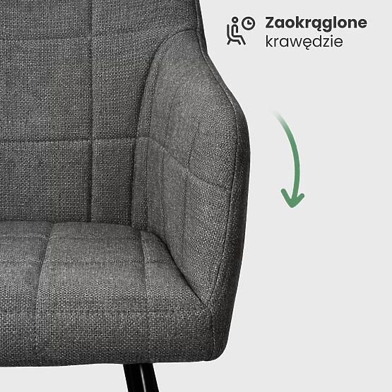 4x Tapecirana stolica s kvadratnim prošivom Tamni Grafit LUXANO Crne noge tkanina Lumos