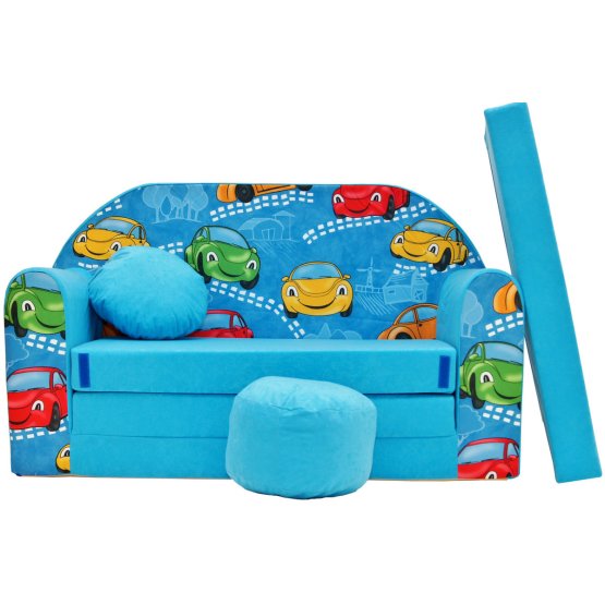 Dječji kauč Happy cars - plavi