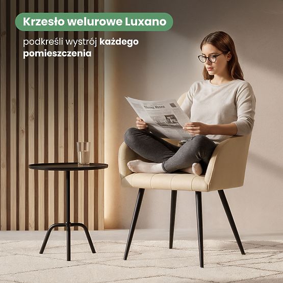6x Tapecirana stolica s kvadratnim prošivanjem Bež LUXANO Crne noge