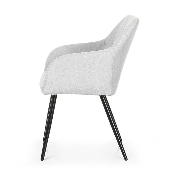 6x Tapecirana stolica s kvadratnim prošivima Svijetlosiva LUXANO Crne noge tkanina Lumos