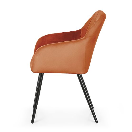 6x Tapecirana stolica s kvadratnim prošivom Bakrena LUXANO Crne noge