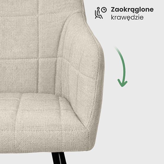 6x Tapecirana stolica s kvadratnim prošivom Bež LUXANO Crne noge tkanina Lumos