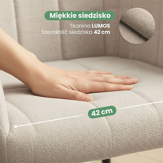 6x Tapecirana stolica s kvadratnim prošivom Bež LUXANO Crne noge tkanina Lumos