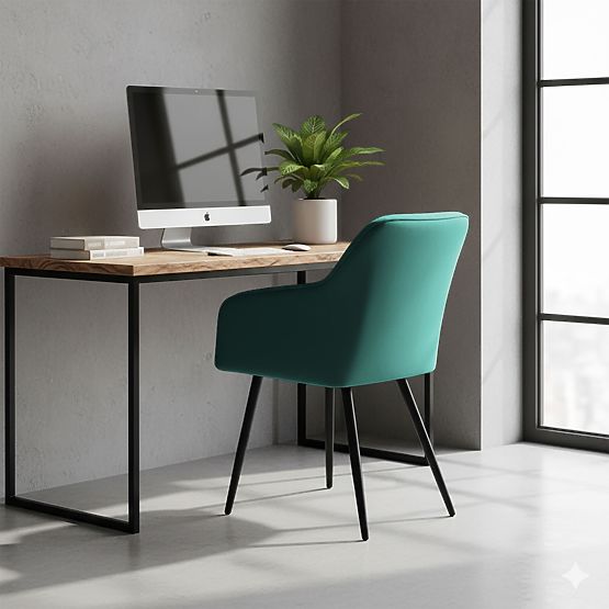 6x Tapecirana stolica s kvadratnim prošivom Bočica Zelena LUXANO Crne noge