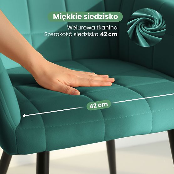 6x Tapecirana stolica s kvadratnim prošivom Bočica Zelena LUXANO Crne noge