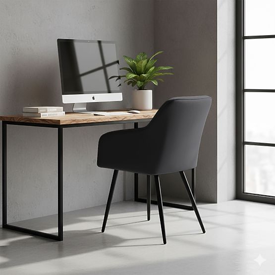 6x Tapecirana stolica s kvadratnim prošivom Crna LUXANO Crne noge