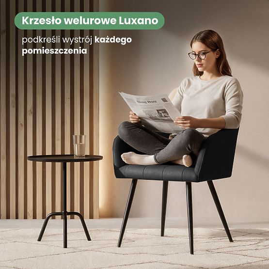 6x Tapecirana stolica s kvadratnim prošivom Crna LUXANO Crne noge