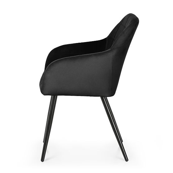 6x Tapecirana stolica s kvadratnim prošivom Crna LUXANO Crne noge