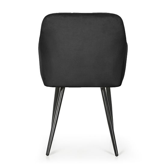 6x Tapecirana stolica s kvadratnim prošivom Crna LUXANO Crne noge