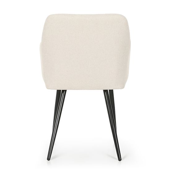 6x Tapecirana stolica s kvadratnim prošivom Krem LUXANO Crne noge tkanina Lumos