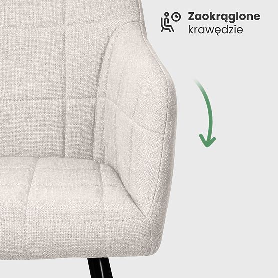 6x Tapecirana stolica s kvadratnim prošivom Krem LUXANO Crne noge tkanina Lumos