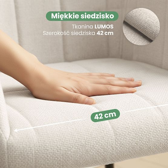 6x Tapecirana stolica s kvadratnim prošivom Krem LUXANO Crne noge tkanina Lumos