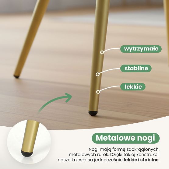 6x Tapecirana stolica s kvadratnim prošivom Puder Roza LUXANO Zlatne noge