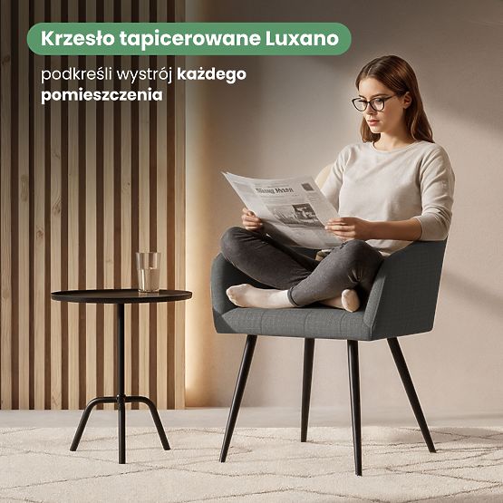 6x Tapecirana stolica s kvadratnim prošivom Tamni Grafit LUXANO Crne noge tkanina Lumos