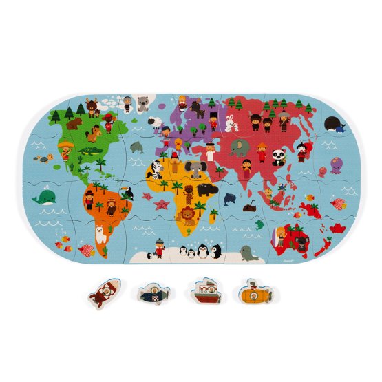 Janod Vodena igračka puzzle Karta svijeta 28 kom
