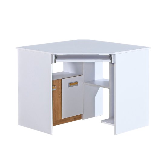 Kutni pisaći stol L11 - bijeli / hrast nash
