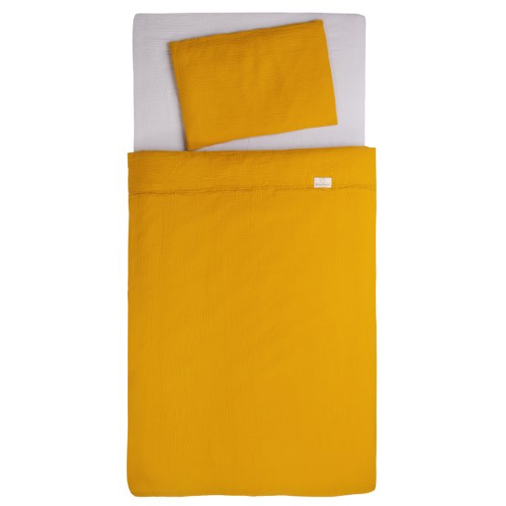 Muslinski pokrivač i jastuk sa punjenjem 100x135 + 40x60 - senf