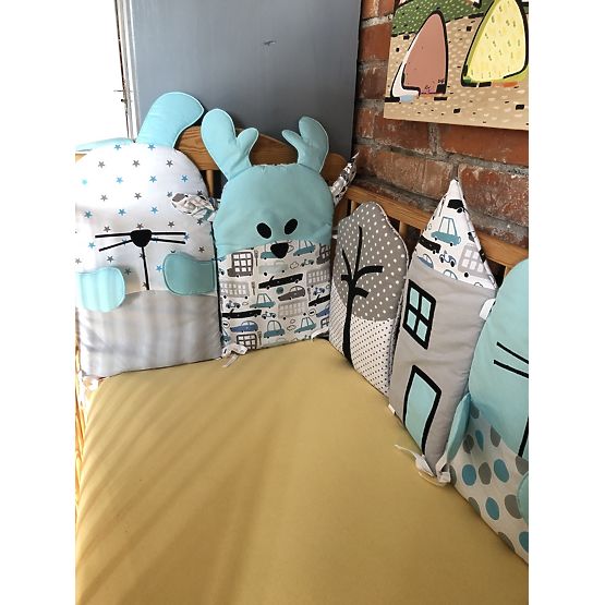 Baby Dream - Modularni krevetić mantinel - sivo-plavi