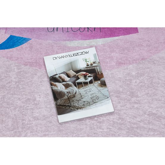 BAMBINO 2533 dječji tepih za pranje Jednorog, duga protiv klizanja - ružičasti