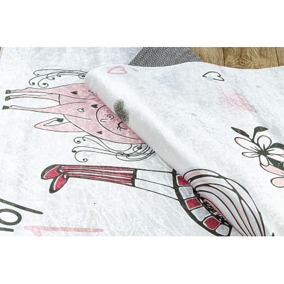 BAMBINO 2644 dječji tepih za pranje Djevojčica, jednorog protuklizni - bijela / ružičasta