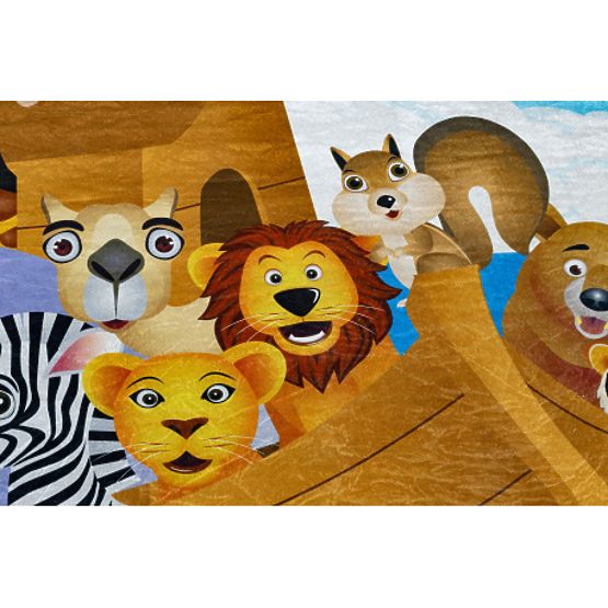 BAMBINO 2685 tepih za pranje Životinje, Brod za djecu protuklizni - plavi / smeđi