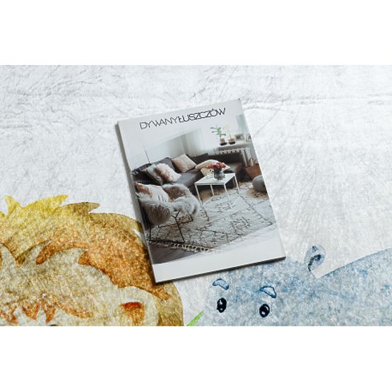 BAMBINO 54090 okrugli tepih za pranje Životinje, Afrika za djecu protuklizni - bijela / zelena