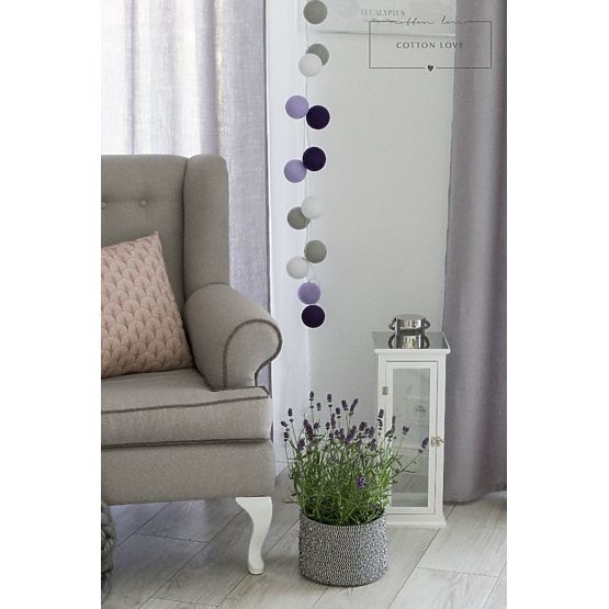 Bavlněné svítící LED kuličky Cotton Balls - fialové